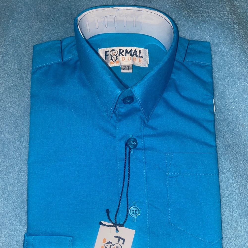 Boys Turquoise Long Sleeve Dress Shirt